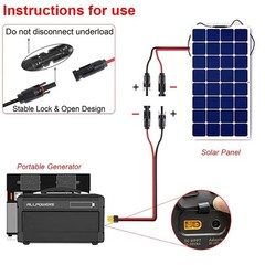 10ft 12AWG Solar Panel Extension Cable Wire XT60 Female to Solar Connectors