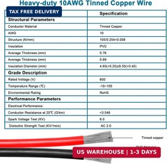 Solar Panel Adapter Cable to XT60i 6FT – 10AWG XT60i Female Solar Cable Tinned C