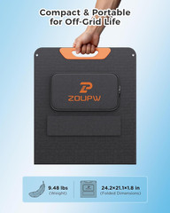 100W Portable Solar Panel with -In- Cable,23.% Efficiency Mono Foldable Solar Ch