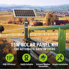 15W 12V 10BB Solar Panel Automatic Gate Openers, Compatible with Mighty Mule, Po