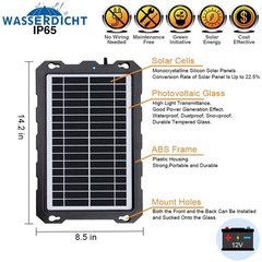 -9W-Solar-Battery-Trickle-Charger-Maintainer -12V Portable Waterproof Solar P…