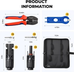 Kit Crimpadora Solar 12 Pares Conectores Llaves Panel Fotovoltaico 14 10 AWG