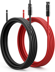 20FT 10AWG Solar Extension Cable (Red + Black), 30A/1000V DC, IP68 Waterproof PV