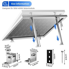 2 Set Adjustable Solar Panel Tilt Mount Brackets Aluminum Alloy Mounting Brac…