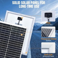 25W 12V Solar Battery Trickle Charger Maintainer, Waterproof Solar Panel + Adjus