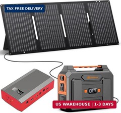 Portable Solar Power Station with Foldable Solar Panel 60W, 110V AC Outlet Campi