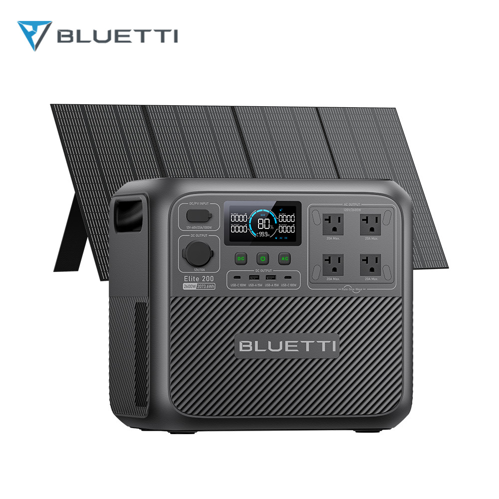 BLUETTI Elite 200 V2 2073Wh Portable Power Station+350W Solar Panel for Off-grid