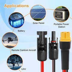 25FT 10AWG XT60 Solar Extension Cable – Male to Female Connector for Power Stati