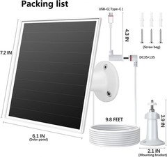 6W Solar Panel for Ring Camera, Solar Charger Compatible with Ring Spotlight/…