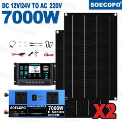 7000W Solar Bundle: 12V24V to 110V/220V Inverter + 2pcs High-Efficiency SolaE4