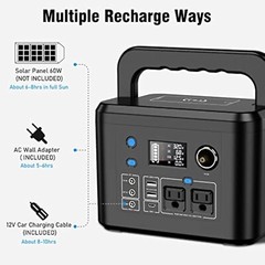 Open Box Powkey 350W Portable Solar Generator, 70000mAh with 60W Solar Panel
