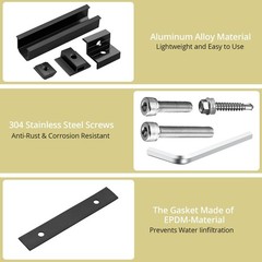 Anbte Solar Panel Mounting Brackets, 4.72″ Rails + 1.38″& 1.18″ clamps, Black