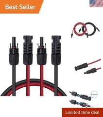 20ft Weatherproof Solar Panel Extension Cable – 12AWG Certified Connectors