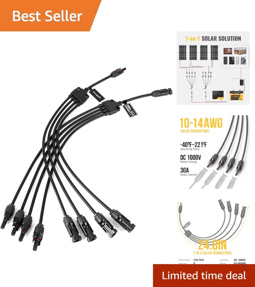 Durable Solar Y Branch Connectors – 1 to 4 Parallel Connection Kit (M/FFFF & …