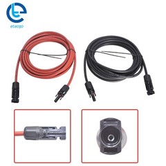 25 Feet Extension Cable Wire Connector Solar Panel 12AWG Black + Red 1 Pair