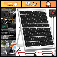 20W 12V Solar Panel Kit, Waterproof Battery Charger + MPPT Controller & Mount Br