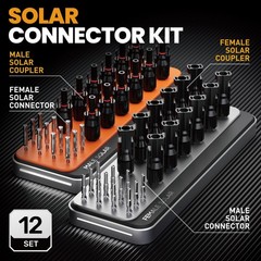 Solar Connector Crimping Tool Kit, 14-10 AWG Crimper with 12 Connectors Wrench