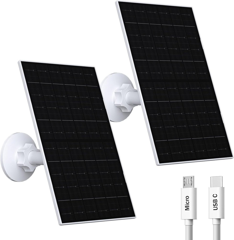 7W Solar Panel for Eufycam 2C, 2C Pro, 2 Pro and E40, 2 Pack | USB-C to Micro…