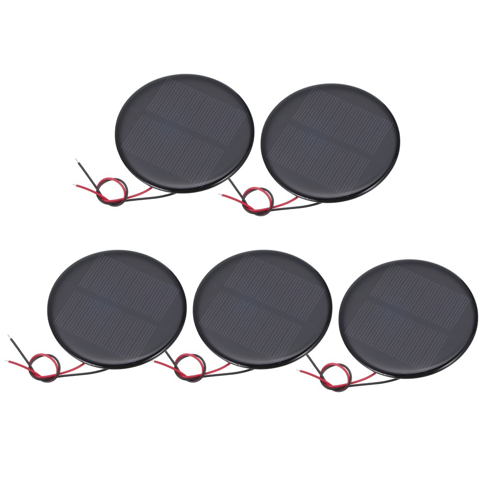5 Pcs 4V 0.52W 130mA Mini Solar Panels with 2 Cable 73mm Dia.
