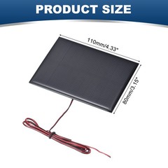 5V 1.21W 220mA Mini Solar Panels with Cable, 110 x 80mm