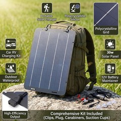30W Solar Panel 18V Trickle Charger Battery Charger Kit Maintainer Boat Car RV