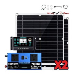 Powerful 7000W Solar Generator Kit | Inverter, 2pcs Solar Panels + Controller