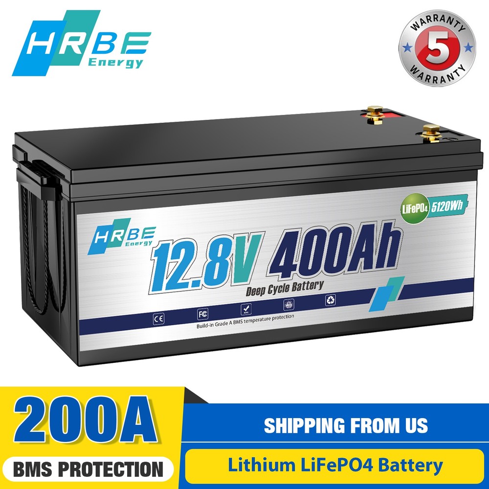 12V 400Ah LiFePO4 Lithium Battery Deep Cycles 5120Wh Power 200A BMS for RV Solar