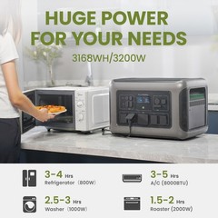 ALLPOWERS R3500 3168Wh Portable Power Station Solar Generator LiFePO4 Home Use