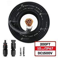 200ft Solar Panel Extension Cable 10AWG 6mm² Tinned Copper PV Cable Solar Wire