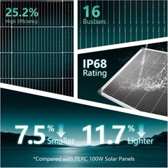 AeternaSol 100W Solar Panel N-Type Mono Battery Power 18V PV For Roof Home RV