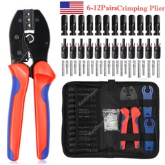 12/24PCS Crimper PV Crimping Pliers Tool Set Solar Panel Cable Wire Connectors