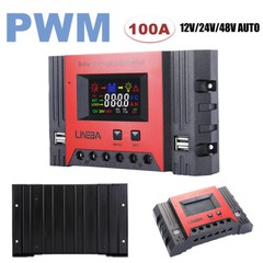 30A Solar Charge Controller 100A PWM Regulator for 12V 24V with 4 USB Ports