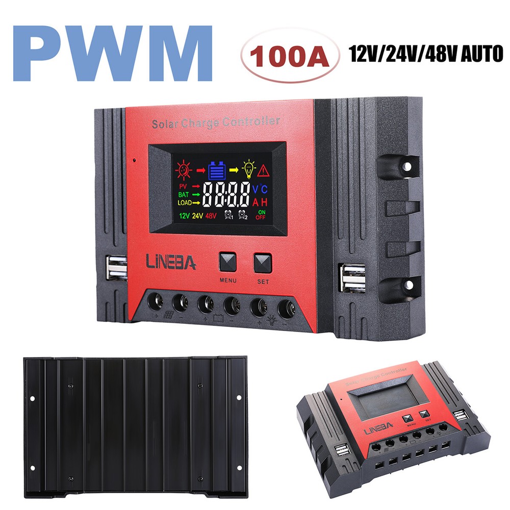 5200W 100A LCD Solar Charge Controller 12V 24V 48V 4 USB Battery PV Regulator
