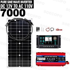 Pure Sine Wave Inverter 7000W Solar System Kit 100A Controller DC12V AC110 220V