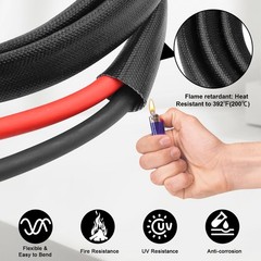 MOOKEERF Solar Battery Cable – 8 Gauge 3FT Power Inverter Cable with PV Flame…