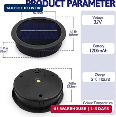 Akynite 2-Pack Large Solar Light Replacement Top, 4.13 Inch Outdoor Solar Panel