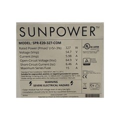 Used SunPower 327W Solar Panel Silver Frame
