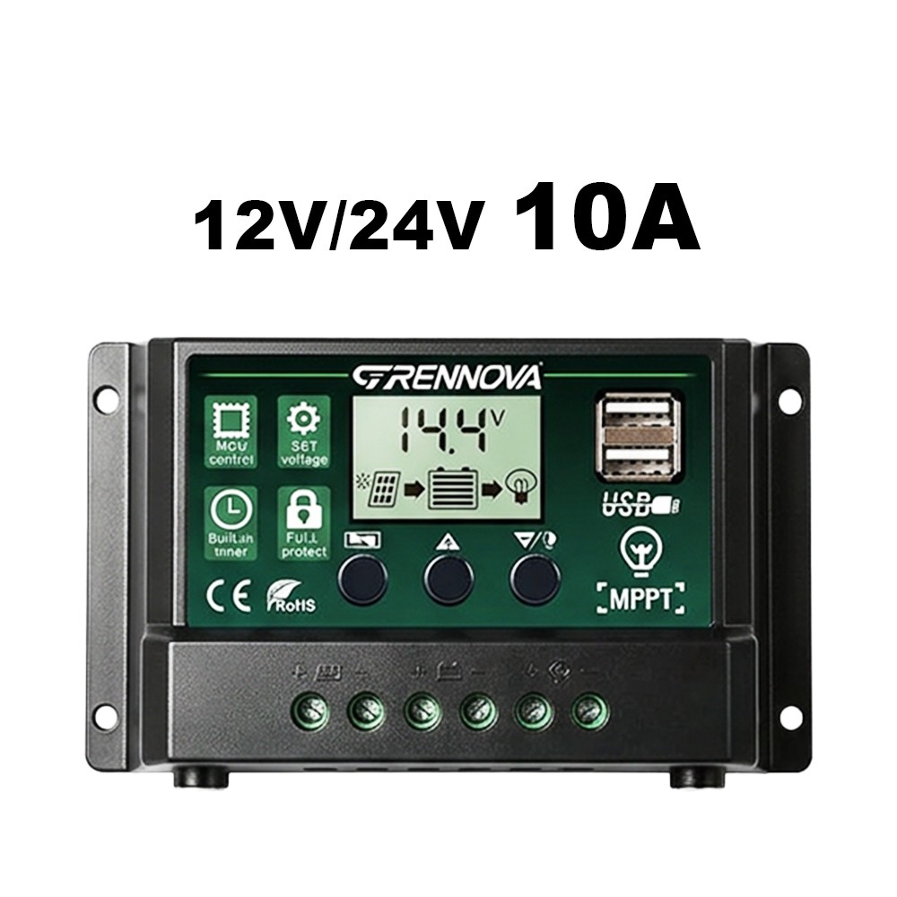 GRENNOVA 10A/30A/60A MPPT Solar Charge Controller—12V/24V auto,supports DC input