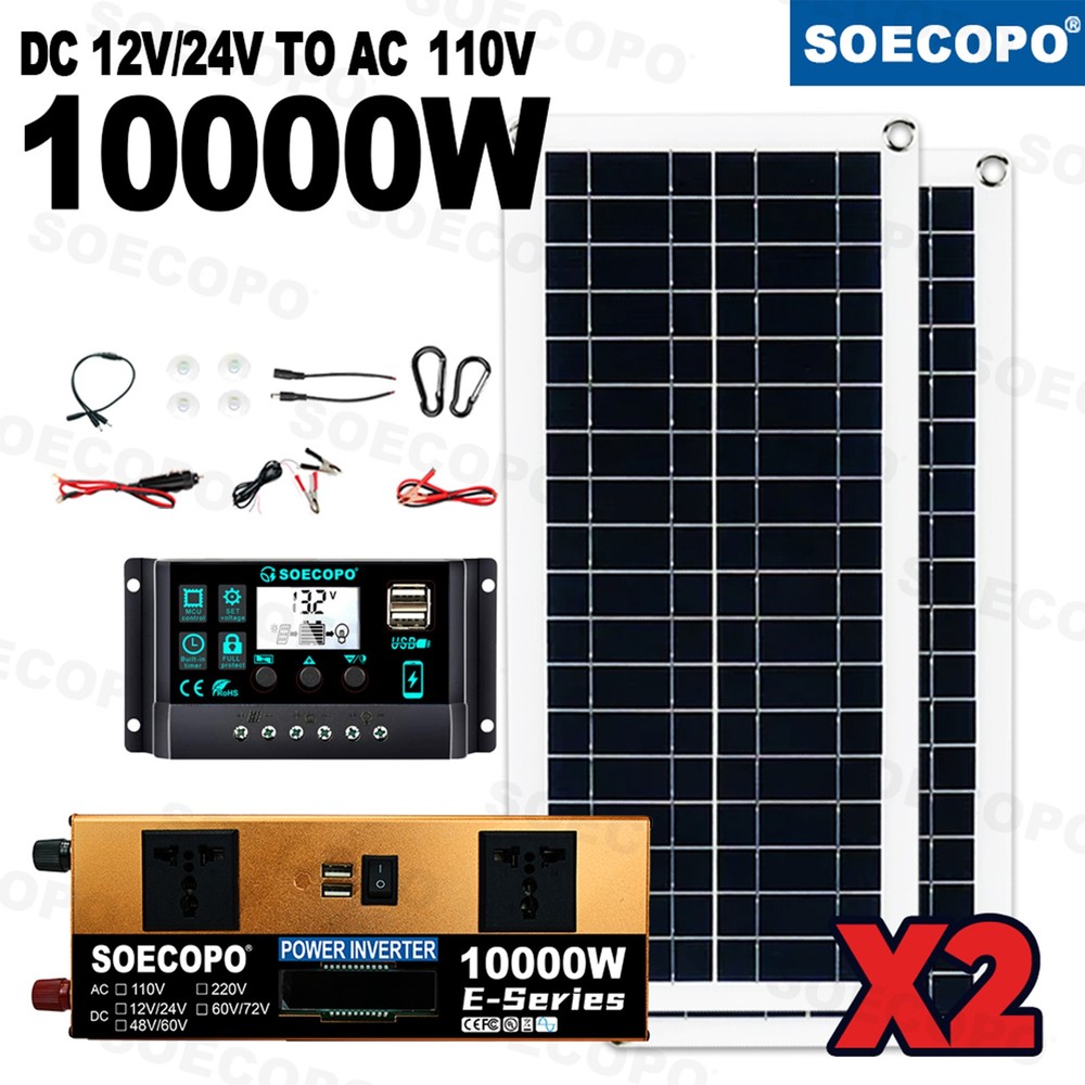 10000W Solar Kit | Includes Inverter, 2pcs 200W Solar Panels, 100A Controller