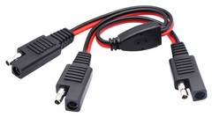 30Cm SAE Y Splitter Adapter Cable – 1 to 2 DC Power Automotive Extension Cable w
