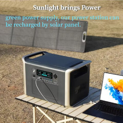 1800W Solar Generator LiFePO4 BAT Power Station for Outages Camping Outdoor Acti