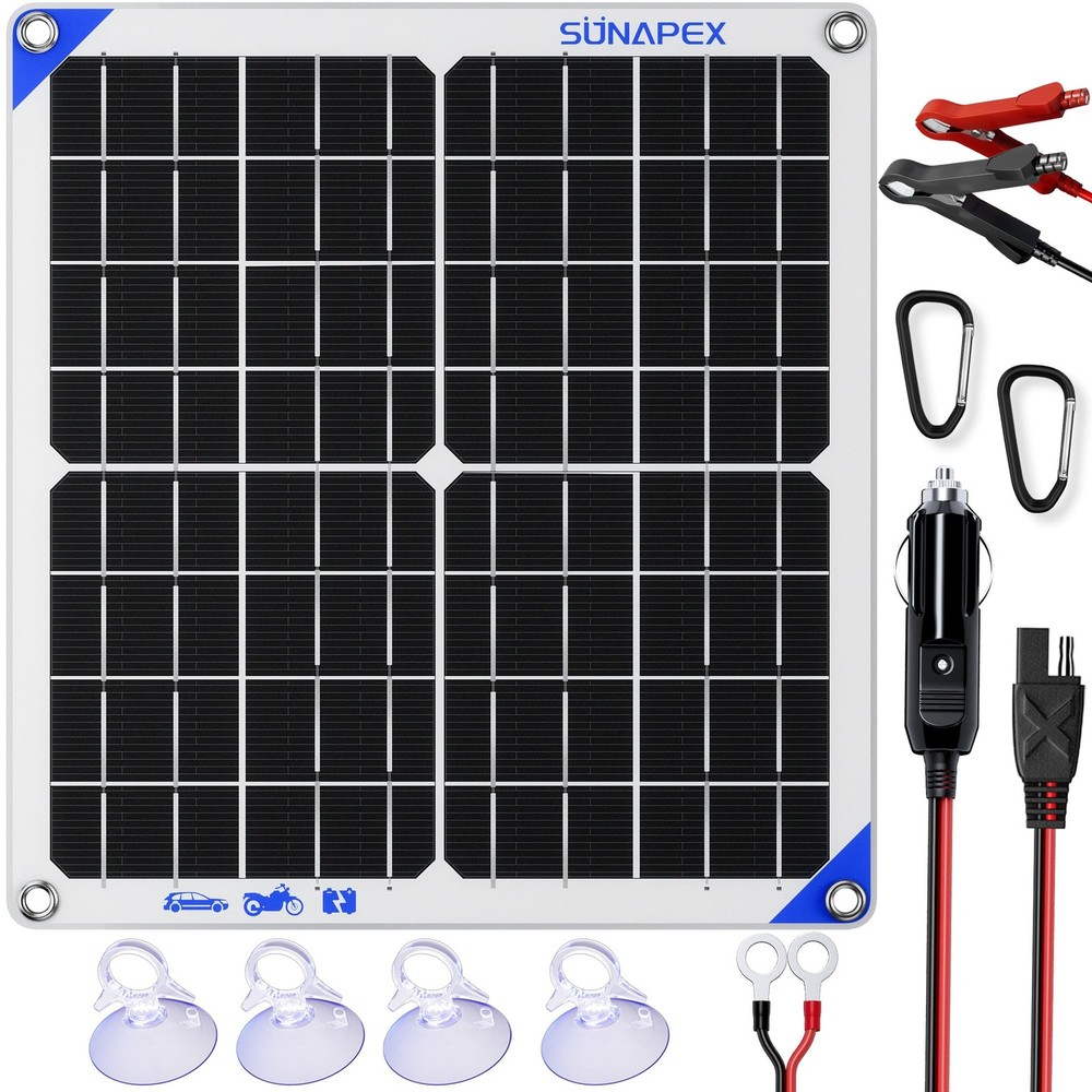 20W Solar Battery Charger Maintainer 12V Waterproof Solar Panel Trickle Charger