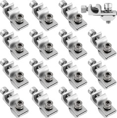 16 Pcs Solar Panel Grounding Lugs, Stainless Steel, Silver, Mount Bracket