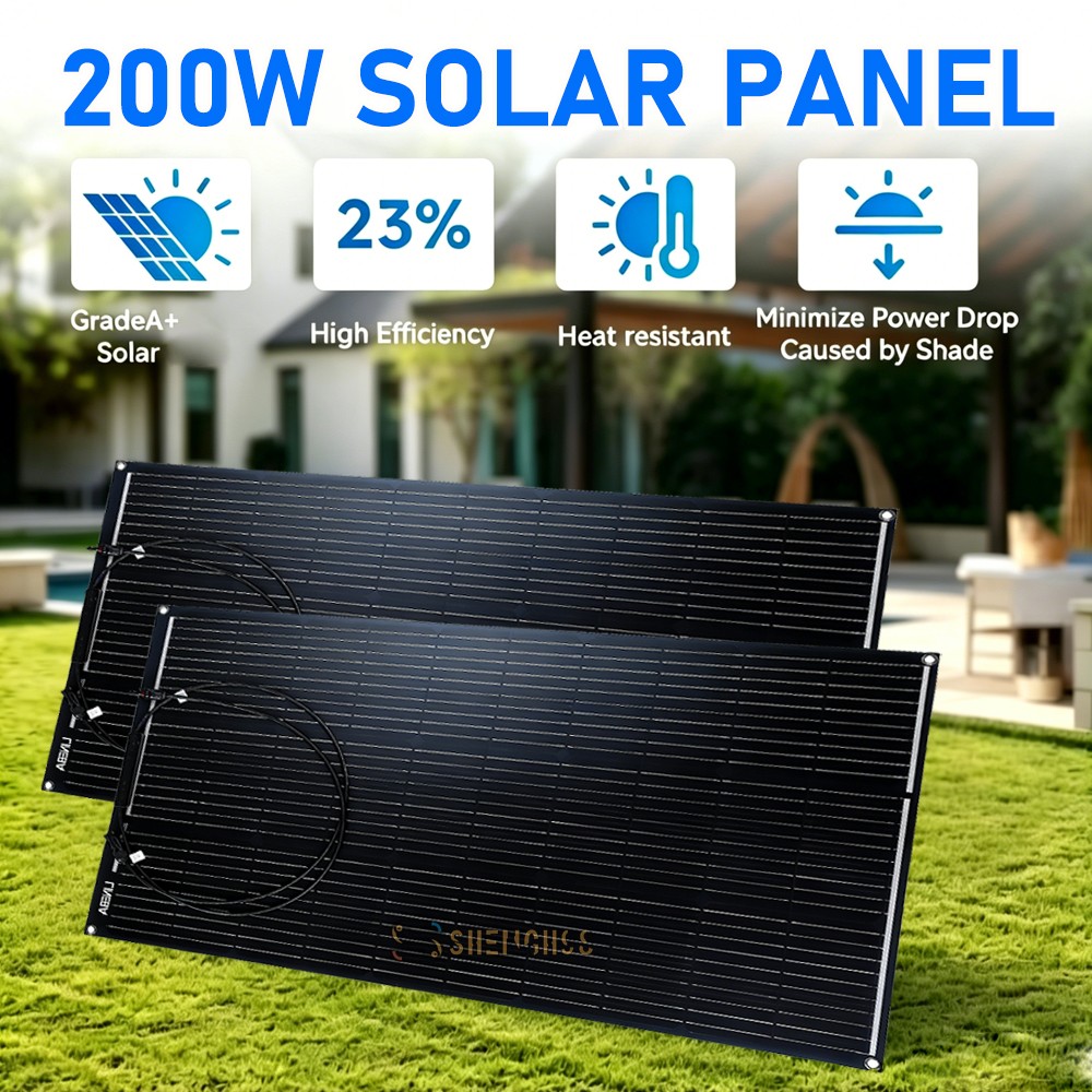 200W Portable Flexible Monocrystalline Solar Panel for Home/Caravan/RV/Boat/Van