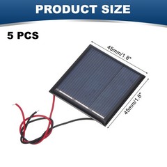 5 Pcs 1.5V 0.225W 150mA Mini Solar Panels with 2 Cable 45mm x 45mm