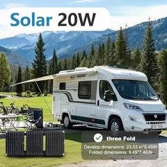 Portable Foldable Solar Panel, 3-Fold Solar Charger with USB QC3.0 & DC 20W