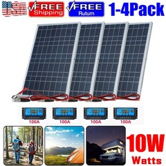 10W Solar Panel 12V Solar Battery Trickle Charger 100A W/ Controller Maintainer