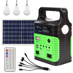 Portable Solar Generator with Panels, LiFePO4 Battery, USB/DC Outlets, LED Flash