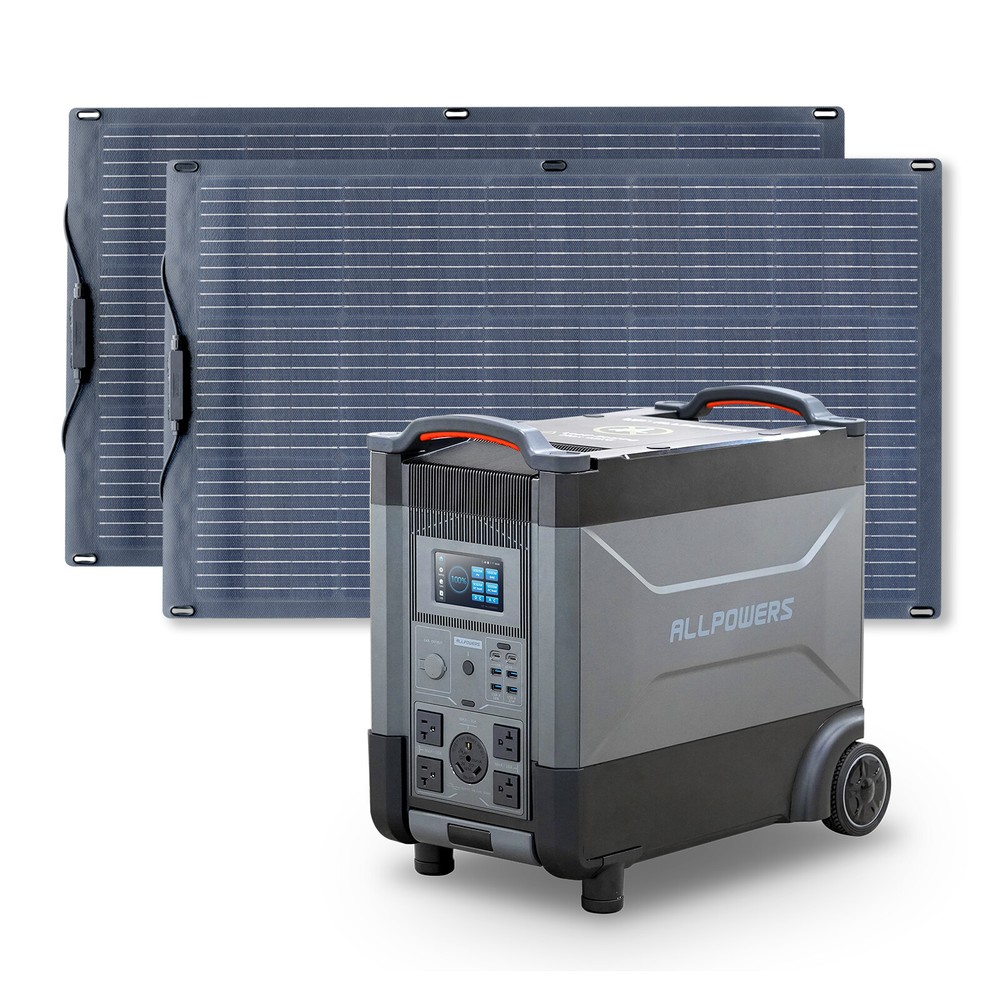 ALLPOWERS 4000W Portable Power Station & 2X 100W Flexible Solar Panel