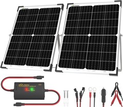 Versatile 50W Solar Battery Maintainer Kit: 2 x 25W Panels & Adjustable Bracket